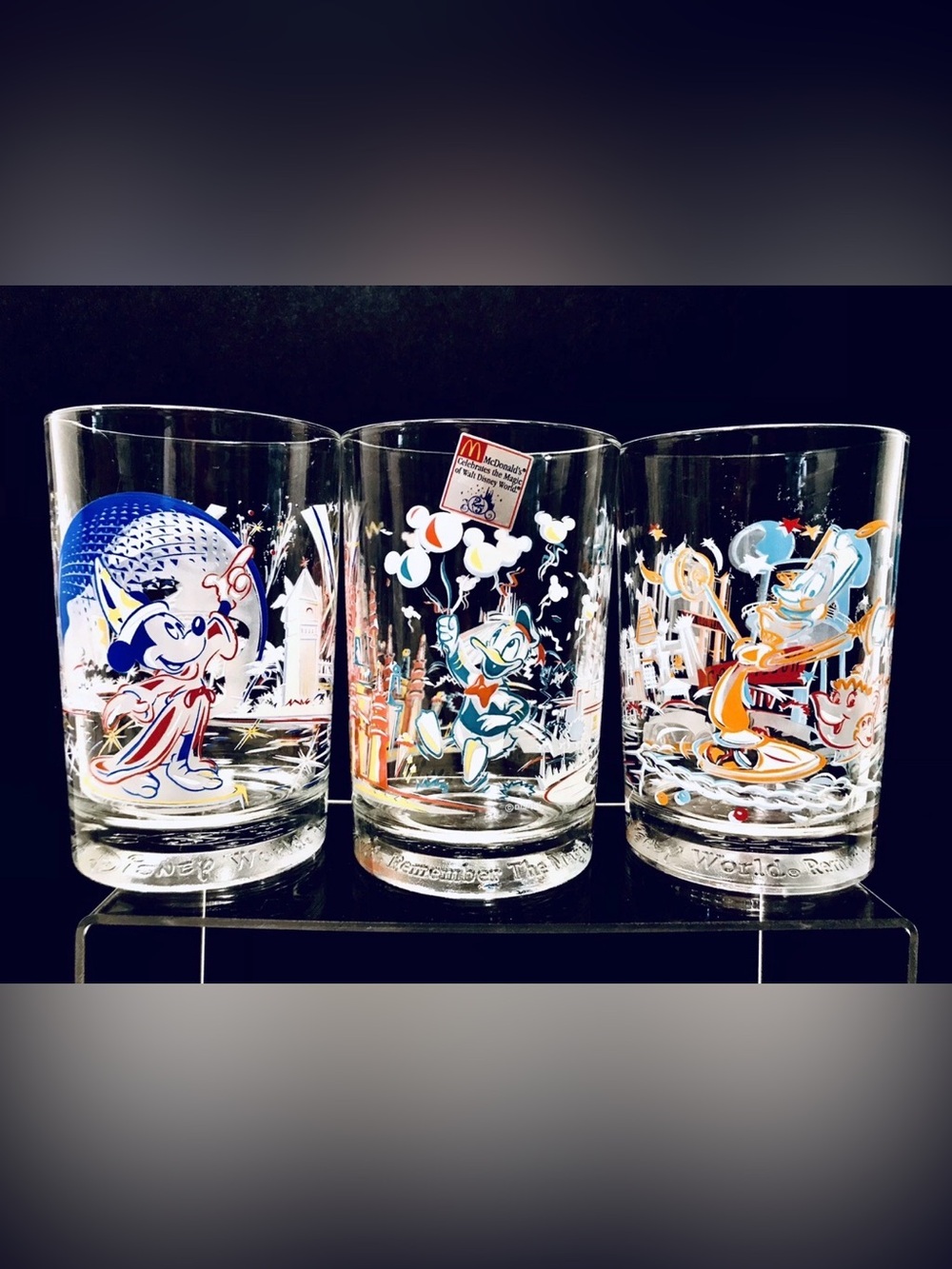 McDonalds Walt Disney World 25th Anniversary Remember The Magic 3 Glasses New